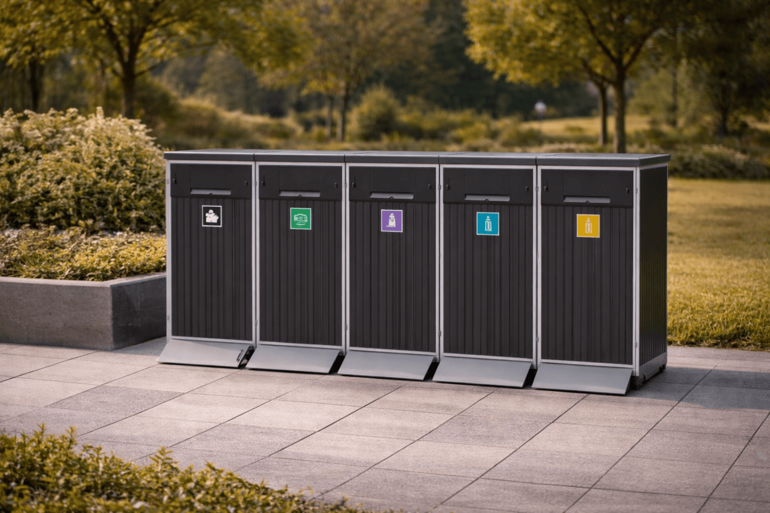 Avfallsskåp - 5 luckor